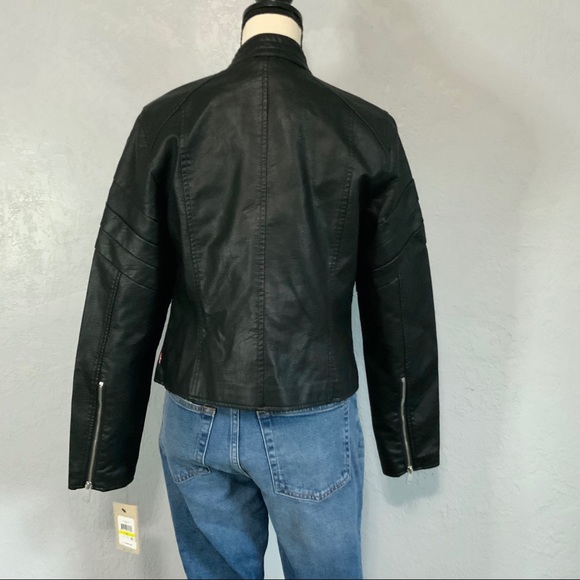 Levi’s Black Faux Leather Moto Jacket - Picture 5 of 7